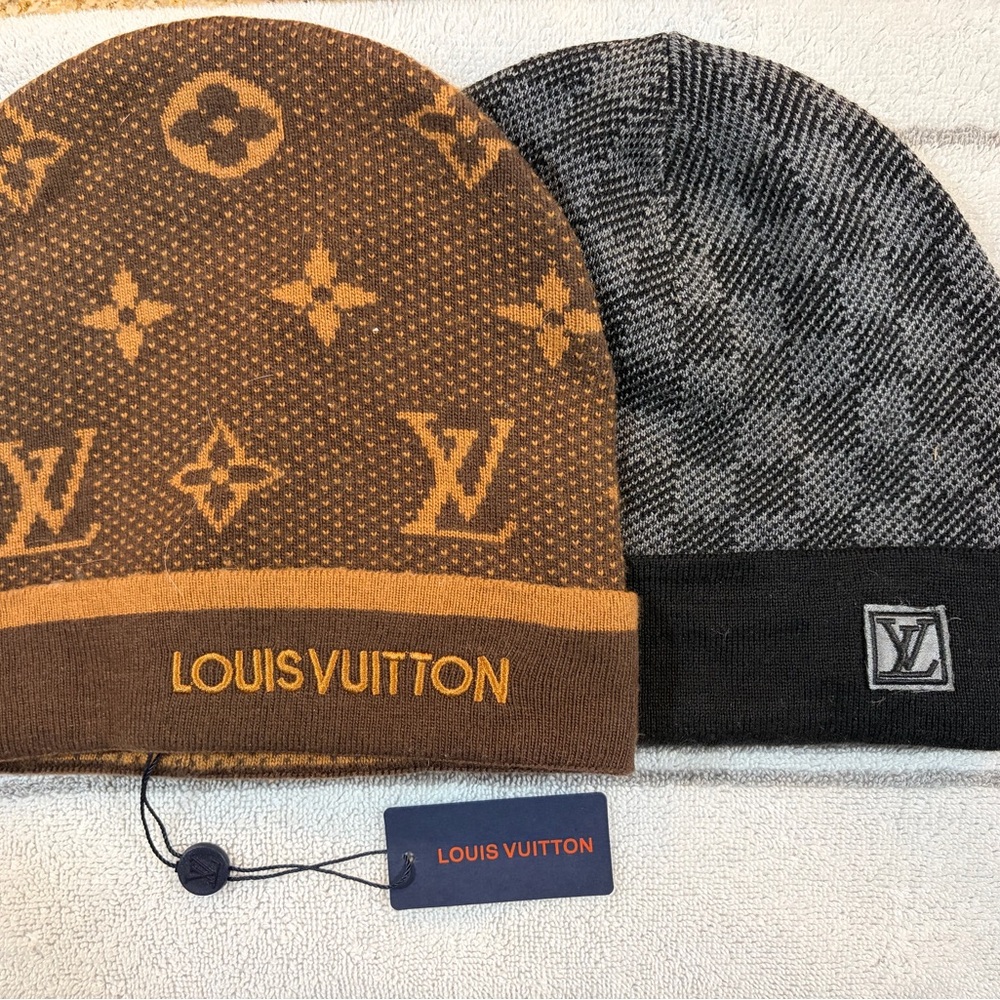 Louis Vuitton Monogram Brown and Black Beanie Duo ($75 each or $130 for the pair
